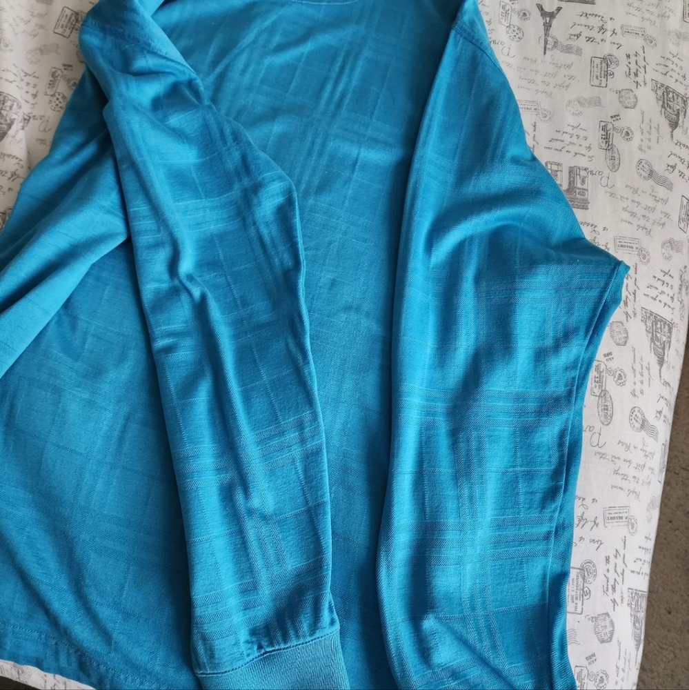 Burberry Ocean Blue Check Long Sleeve Polo Shirt - Picture 5 of 16